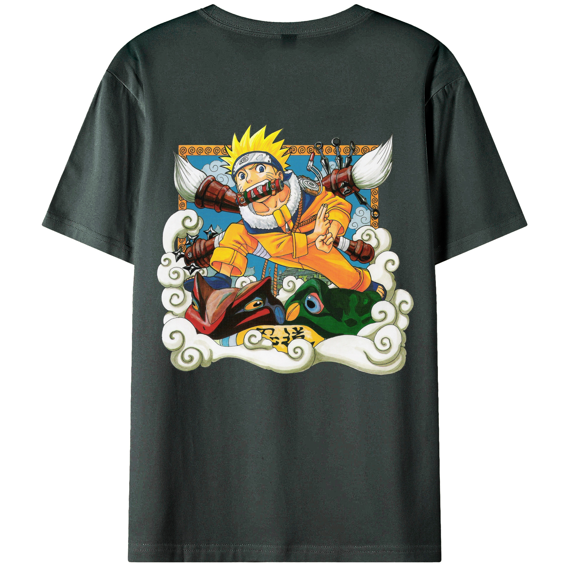 （画像用） NARUTO -ナルト- うずまき ナルト Uzumaki Naruto 綿100％ メンズ半袖Tシャツ（バックプリント） 通気性